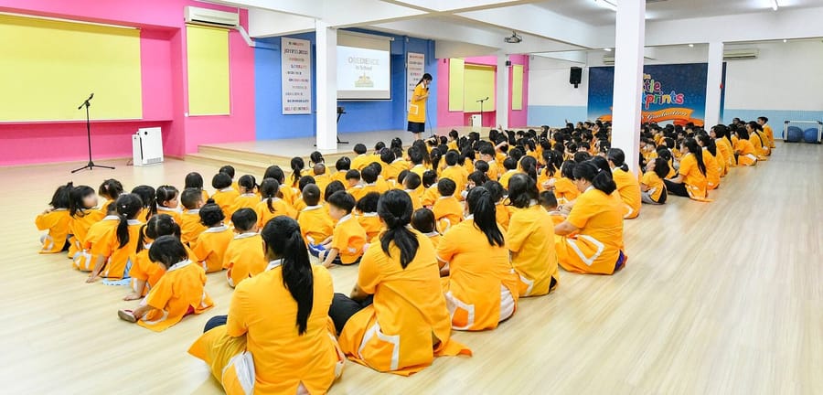 Pupils in the assembly hall